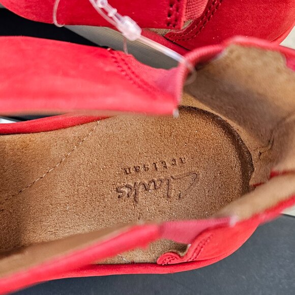 Clarks Vibrant Red Wedge Sandals - Picture 6 of 7